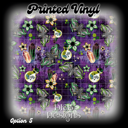 Magical Moths Green Printed Vinyl