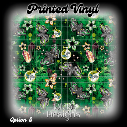 Magical Moths Green Printed Vinyl