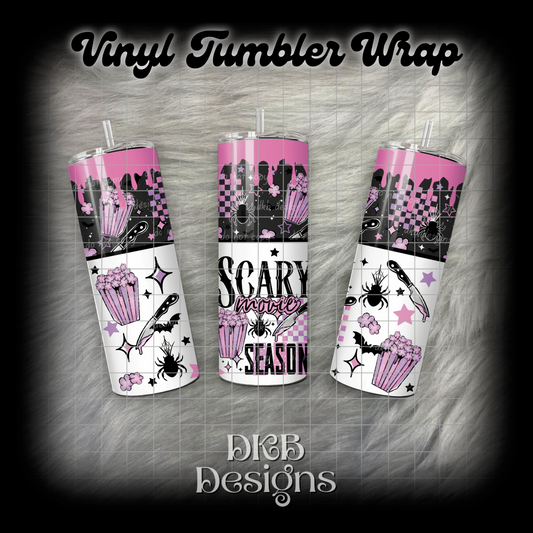 Scary movie season vinyl tumbler wrap