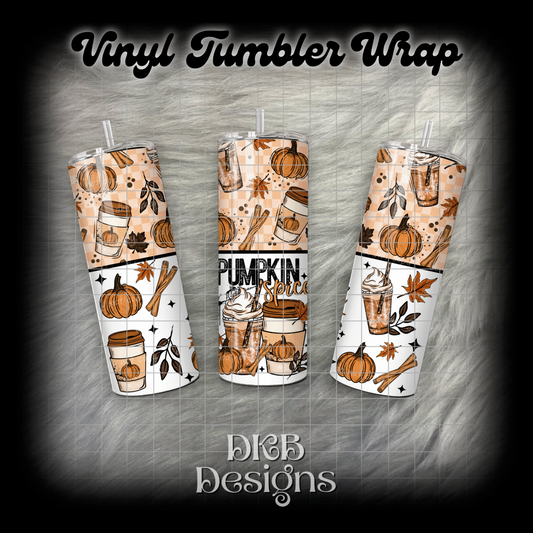 Pumpkin spice vinyl tumbler wrap