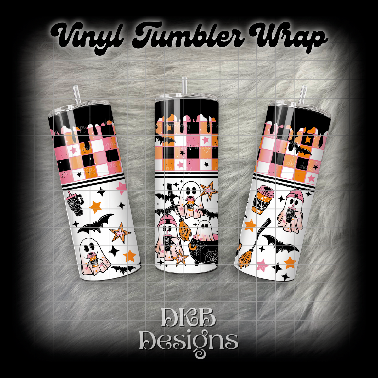 Spooky ghosts vinyl tumbler wrap