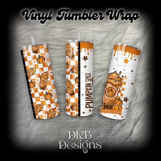 Pumpkin spice vinyl tumbler wrap