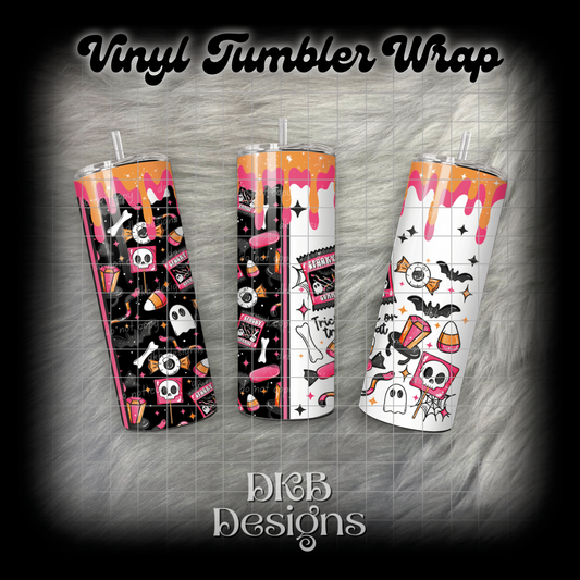 Trick or treat vinyl tumbler wrap