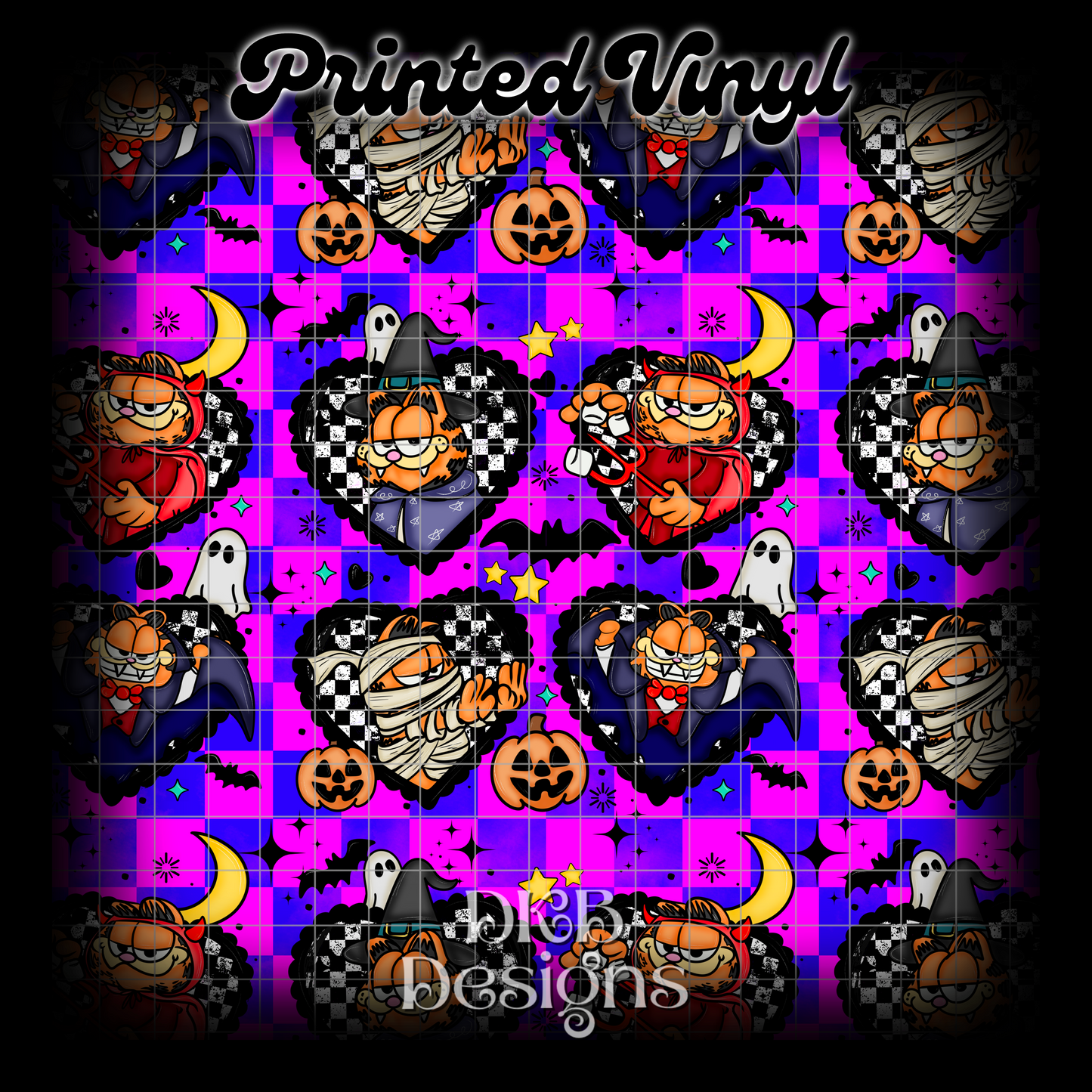 Cat Halloween hearts Printed Vinyl
