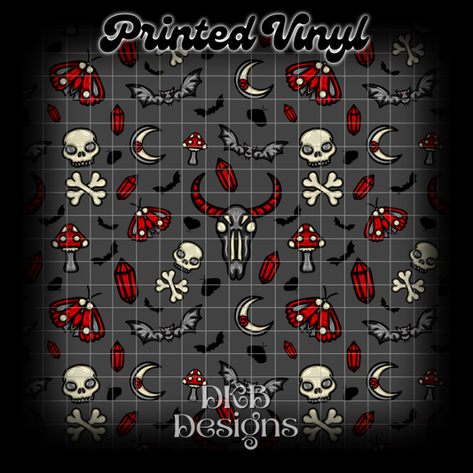 Witchy red gray Printed Vinyl EXCLUSIVE