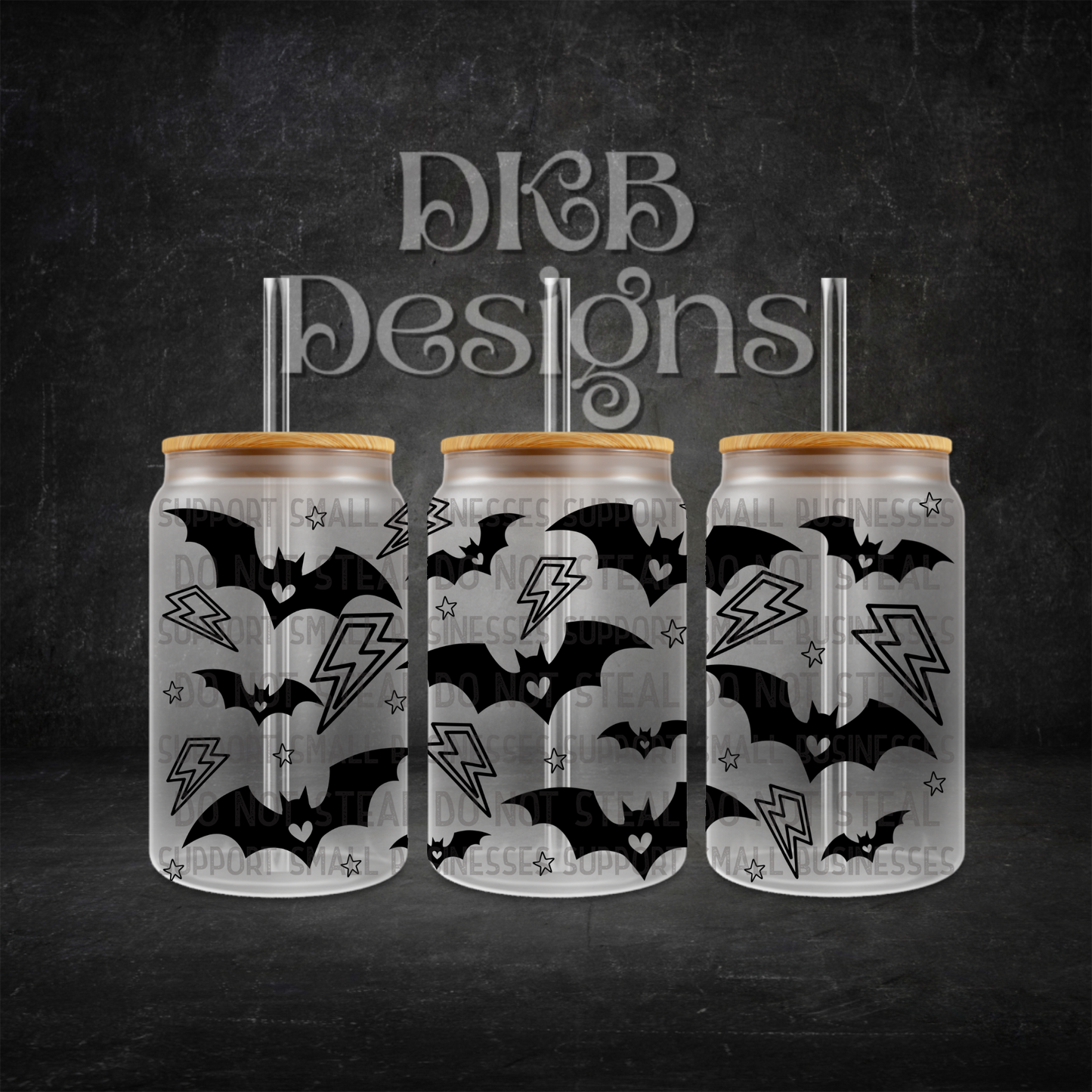 Bat 16oz glass can UV DTF