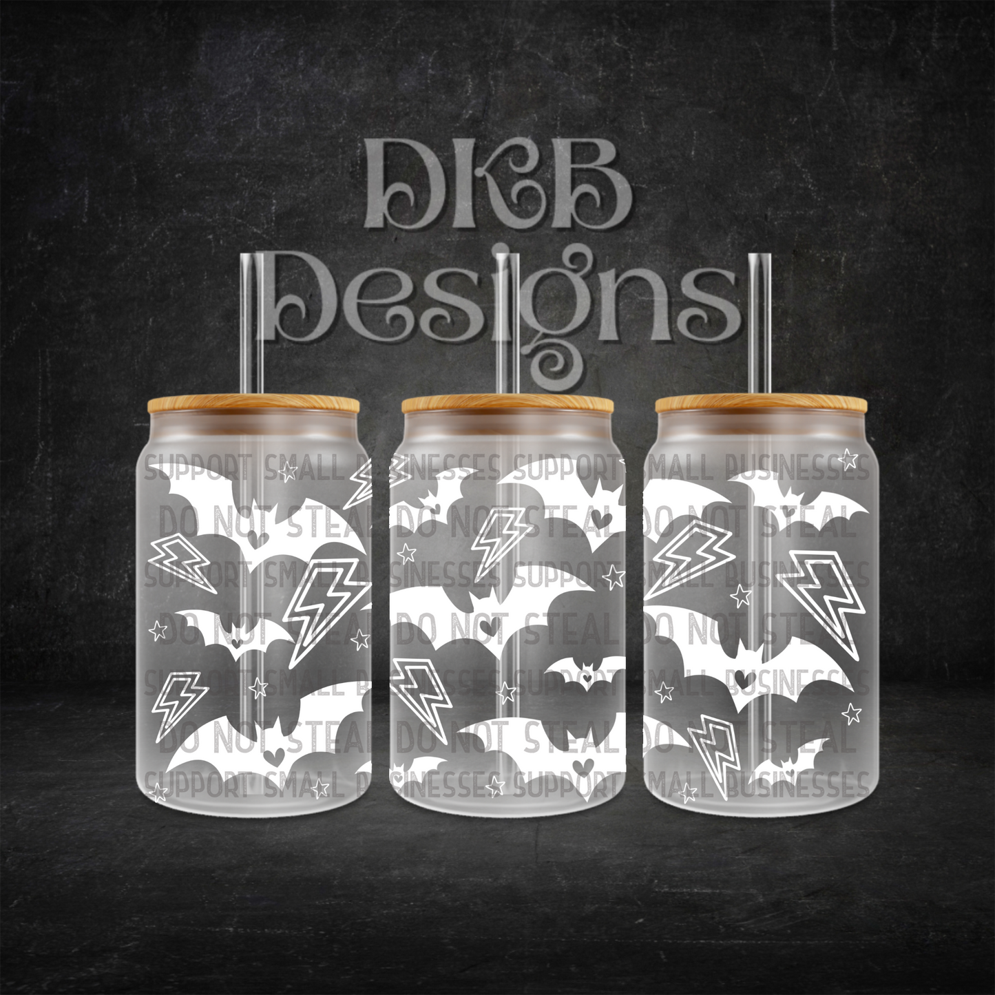 Bat inverted 16oz glass can UV DTF