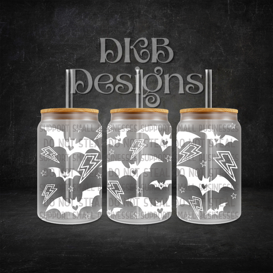 Bat inverted 16oz glass can UV DTF