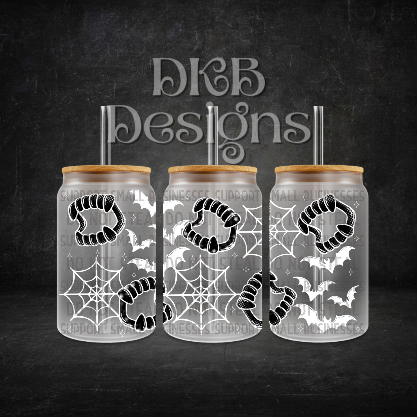 Halloween inverted 16oz glass can UV DTF