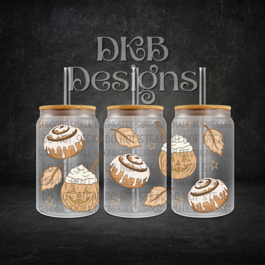 Fall snacks 16oz glass can UV DTF