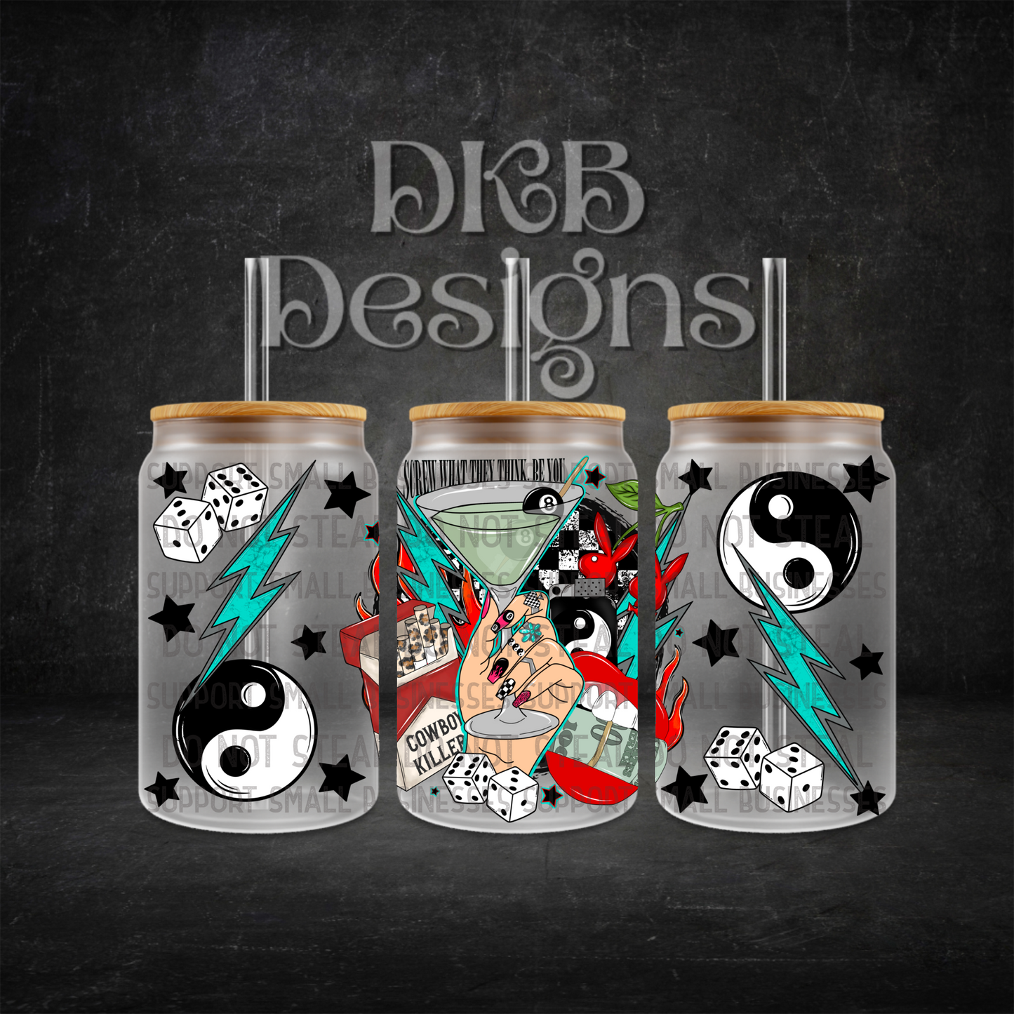 Screw what they think 16oz glass can UV DTF