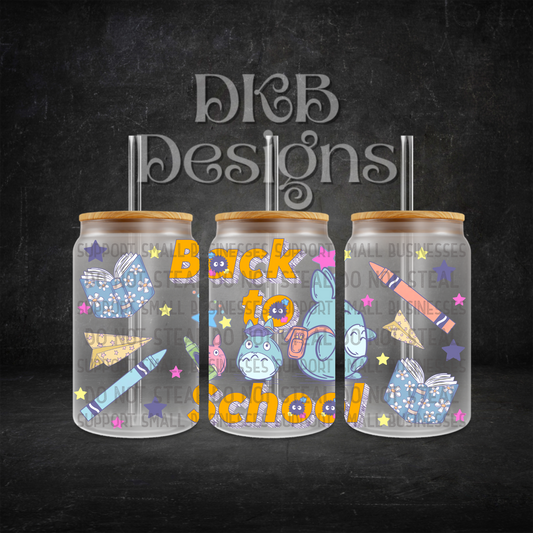 Back to school 16oz glass can UV DTF