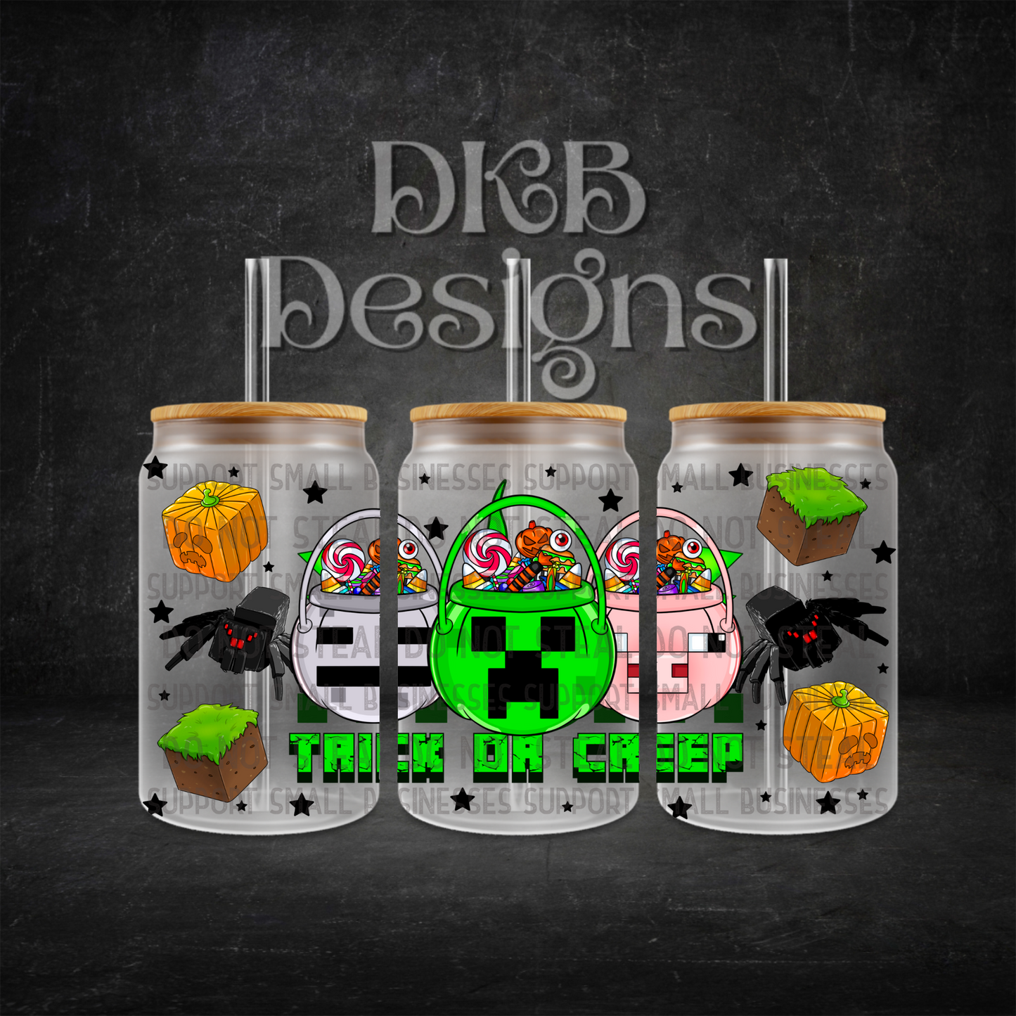 Trick or creep 16oz glass can UV DTF