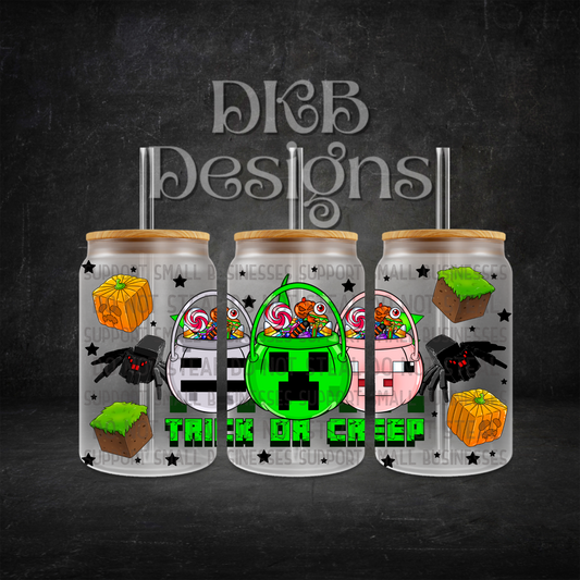 Trick or creep 16oz glass can UV DTF