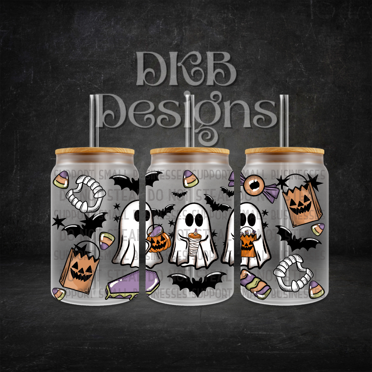 Trick or sip 16oz glass can UV DTF