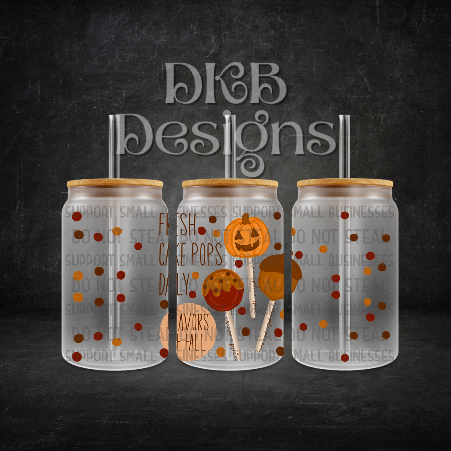 Cake pops 16oz glass can UV DTF