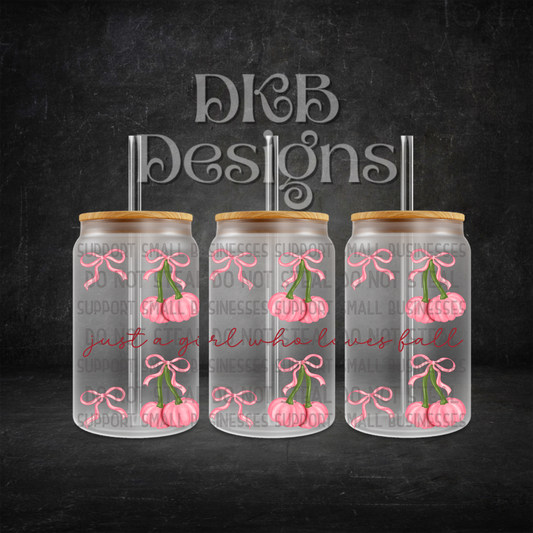 Pumpkin cherry 16oz glass can UV DTF