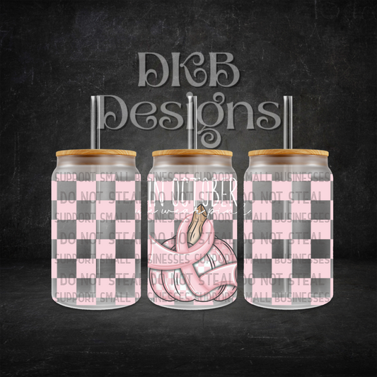In October white/pink 16oz glass can UV DTF