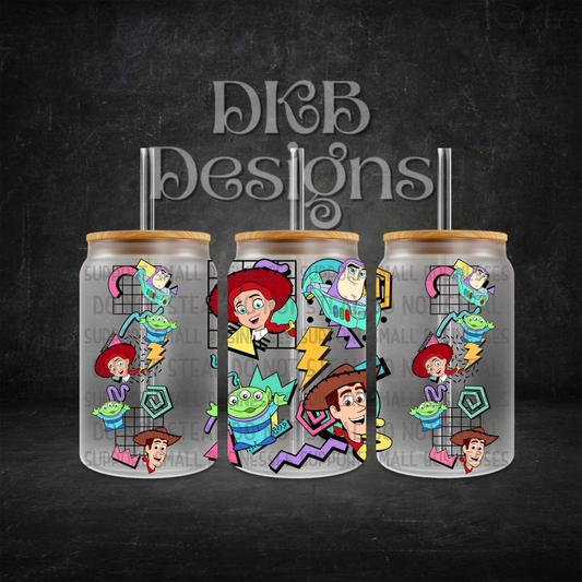 Retro 16oz glass can UV DTF