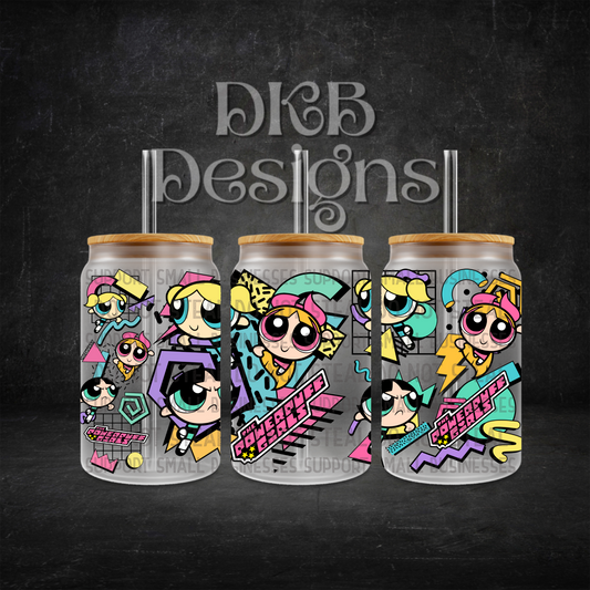 Retro 16oz glass can UV DTF