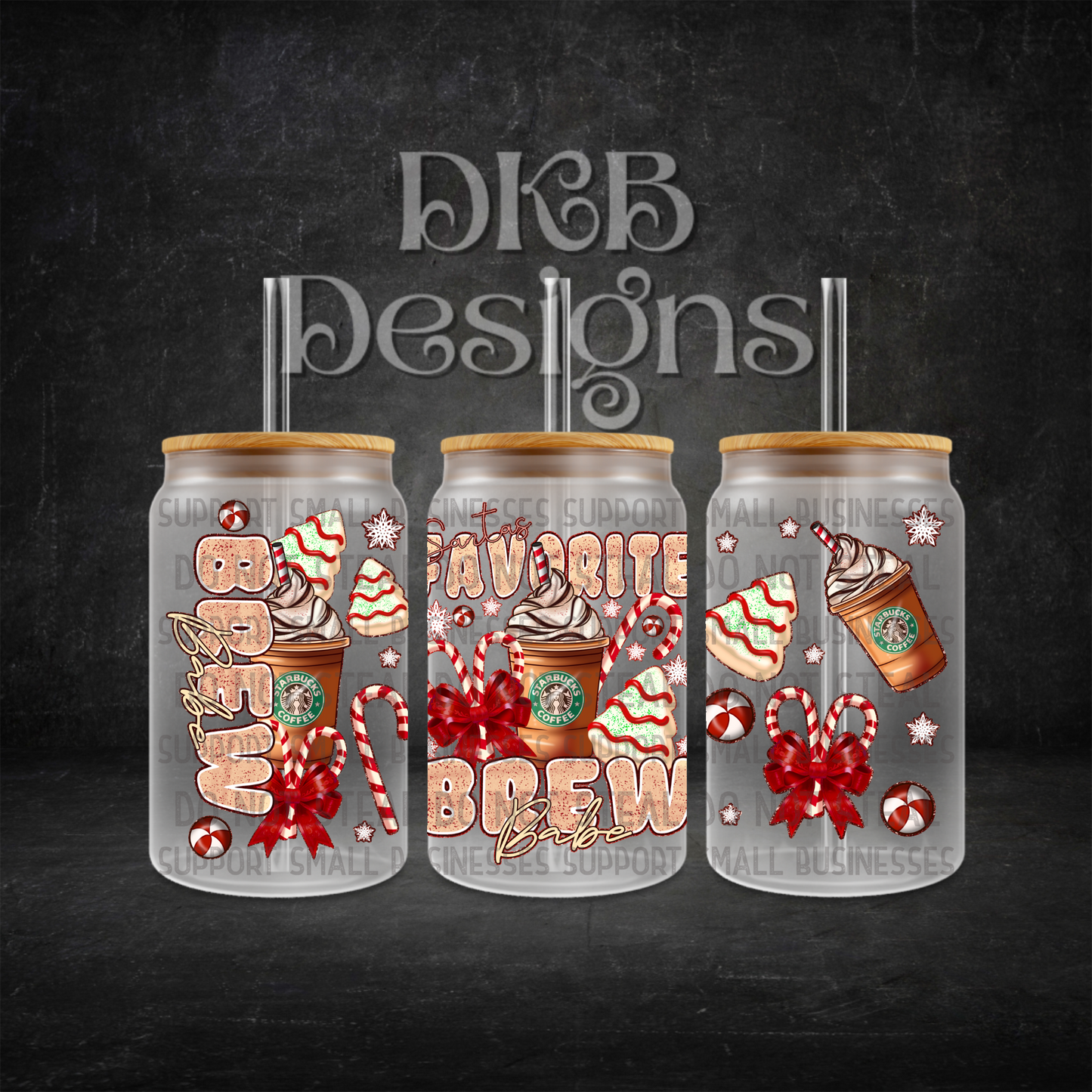 Brew babe 16oz glass can UV DTF