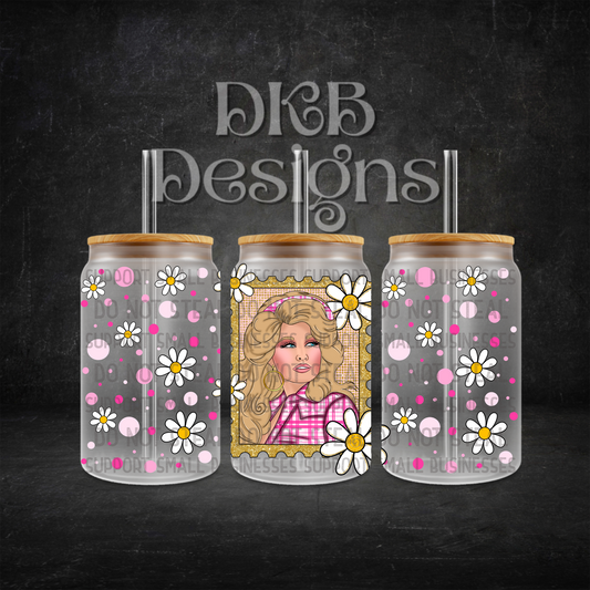 Dolly 16oz glass can UV DTF