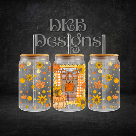Fall drink 16oz glass can UV DTF