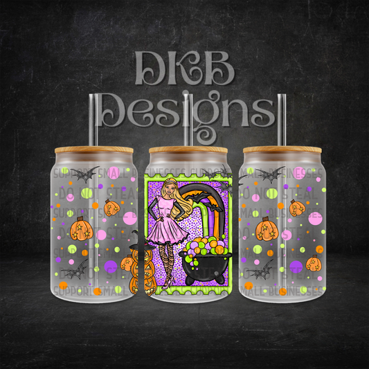 Halloween doll 16oz glass can UV DTF