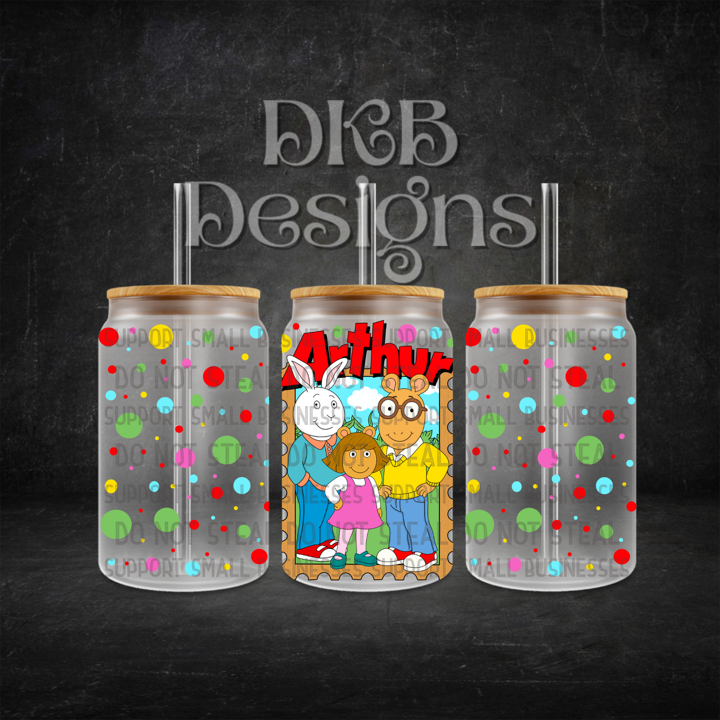 Arthur 16oz glass can UV DTF