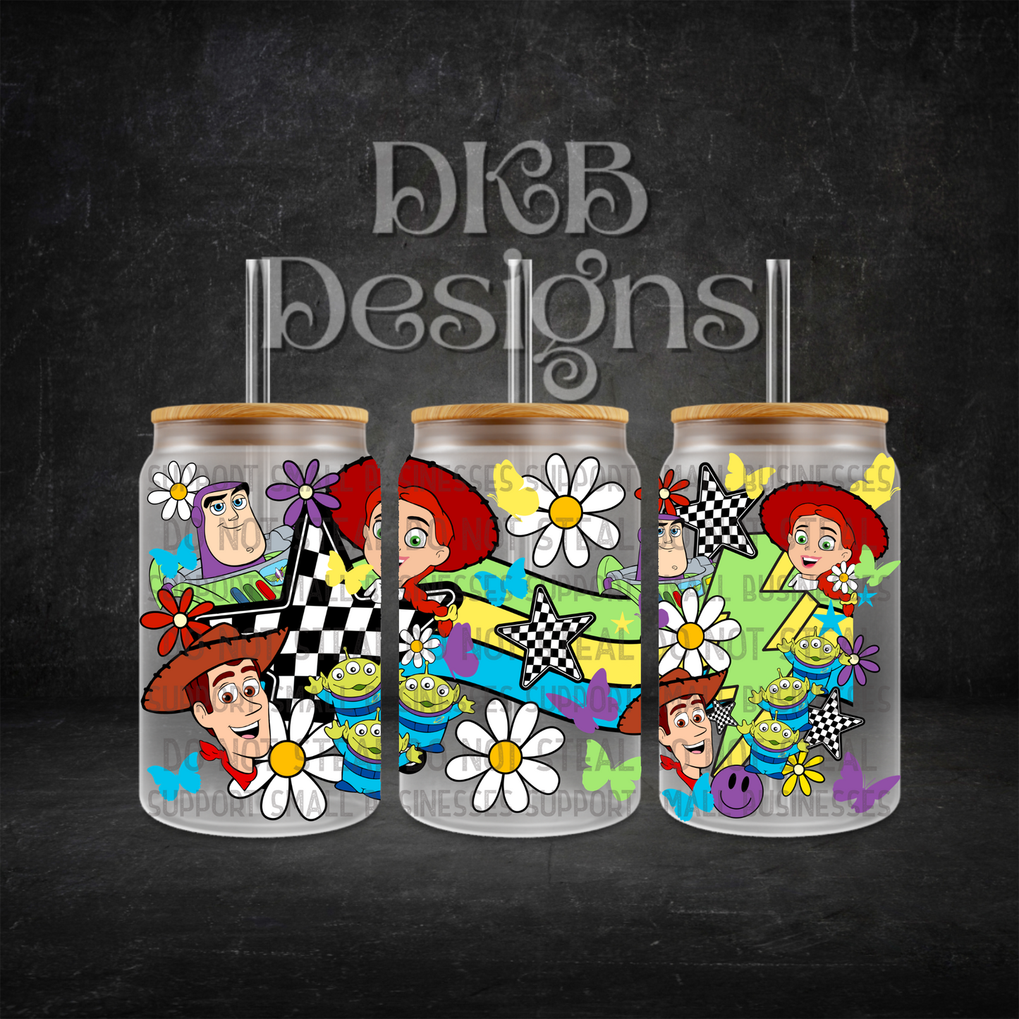 Toys 16oz glass can UV DTF