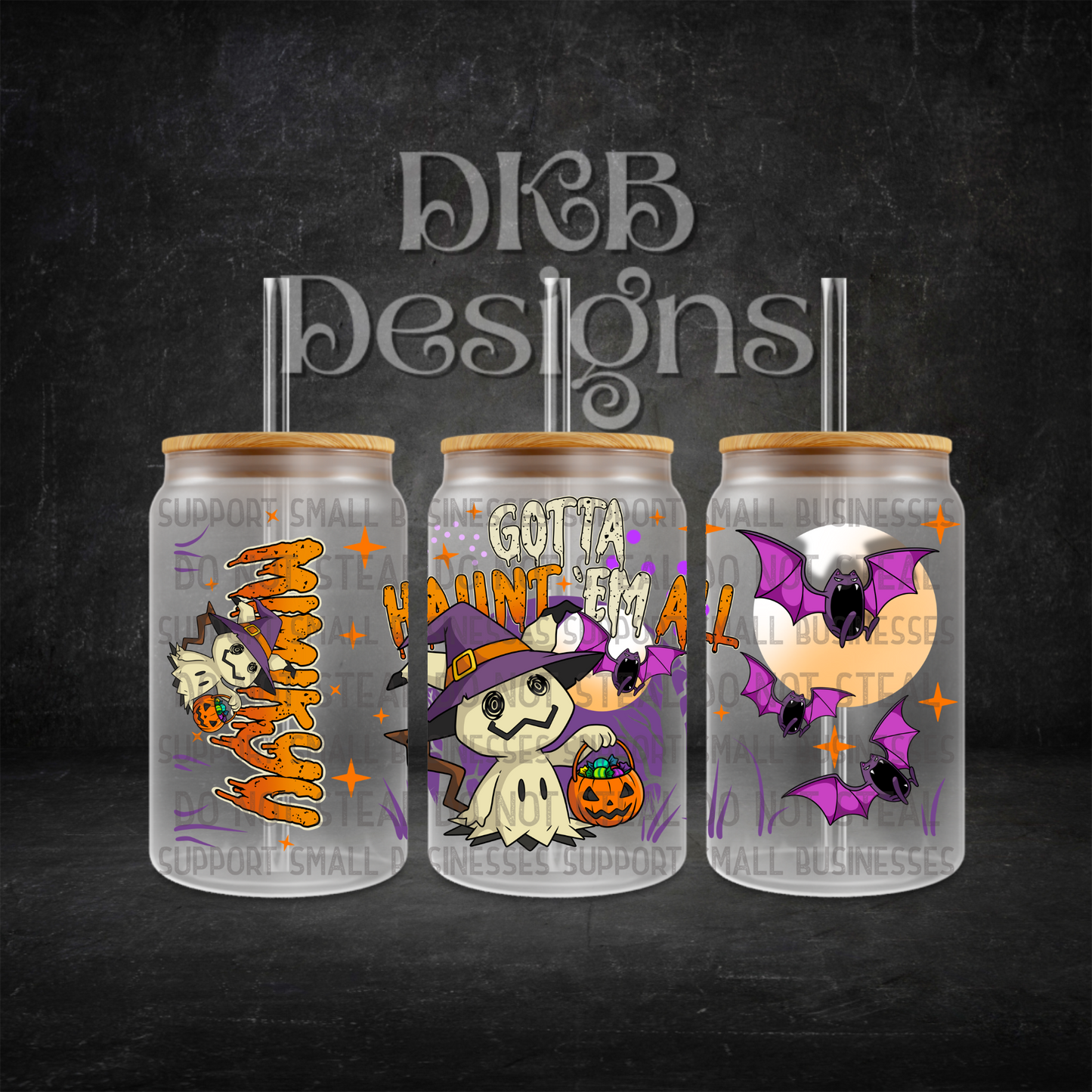 Haunt em all 16oz glass can UV DTF