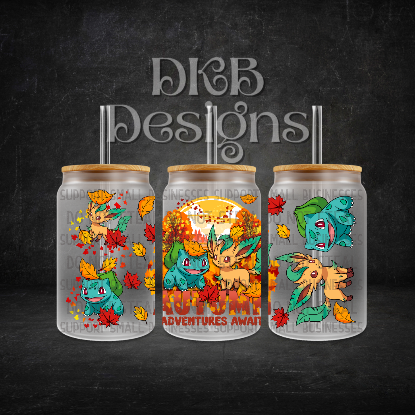 Autumn adventures await 16oz glass can UV DTF
