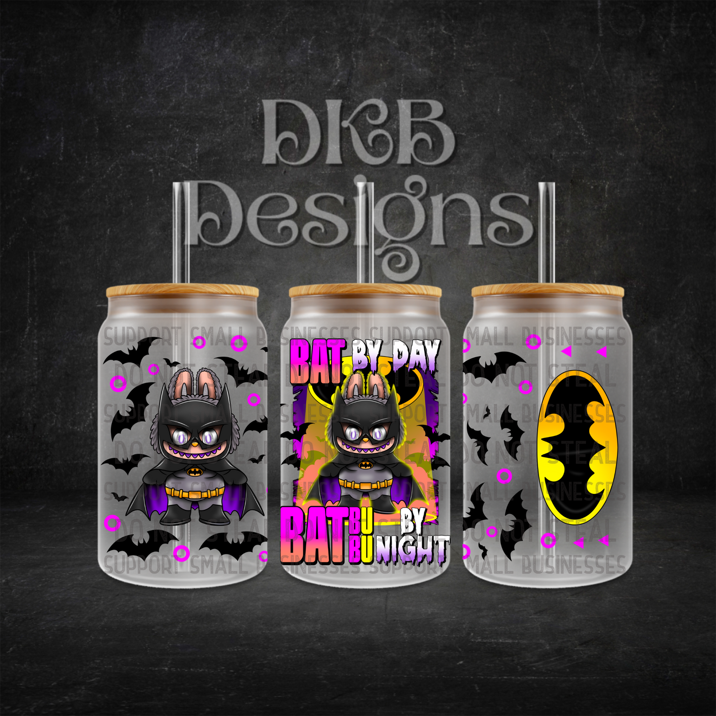 Bat by day 16oz glass can UV DTF