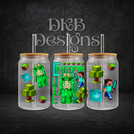 Creepin cute 16oz glass can UV DTF