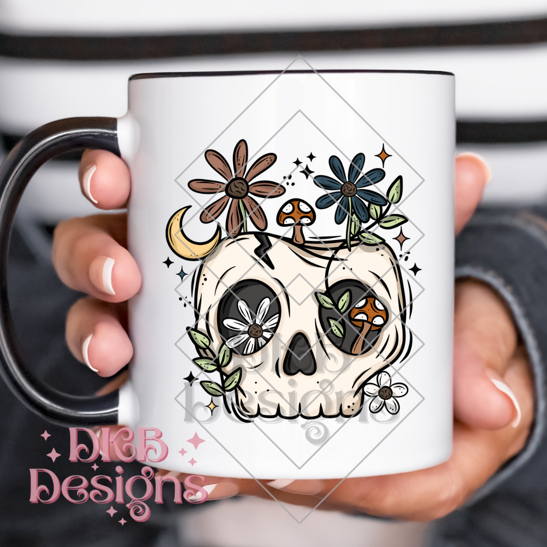 Floral skull UV DTF