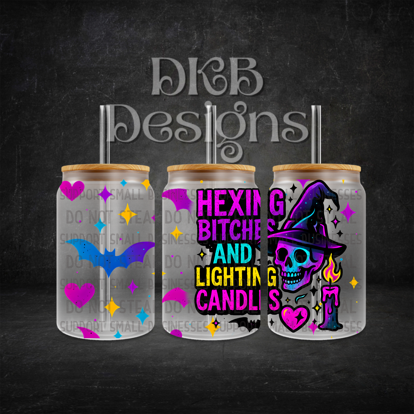 Hexing bitches 16oz glass can UV DTF