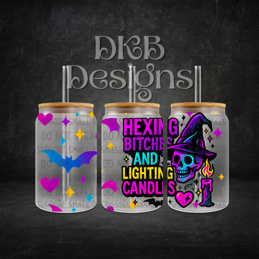 Hexing bitches 16oz glass can UV DTF
