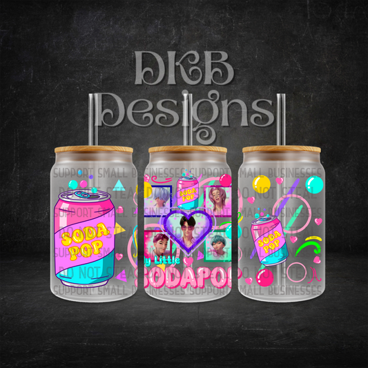 Soda pop 16oz glass can UV DTF