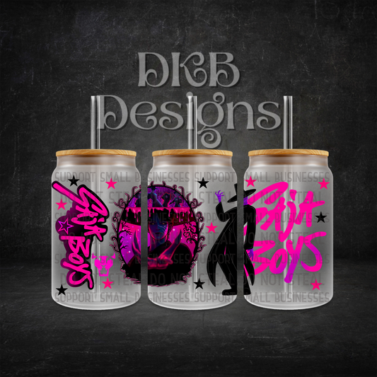 Demon boys 16oz glass can UV DTF