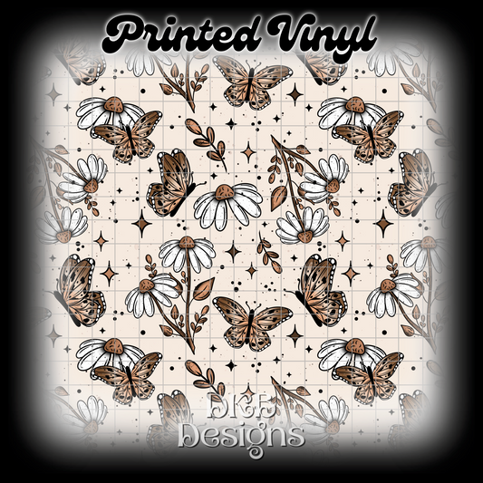 Floral butterflies Printed Vinyl