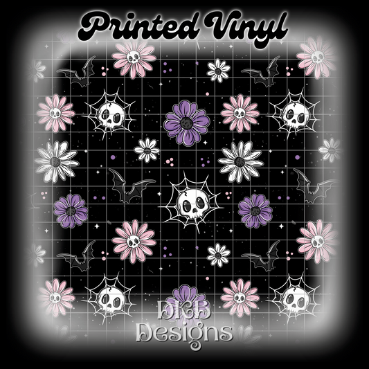 Skellie bat floral Printed Vinyl