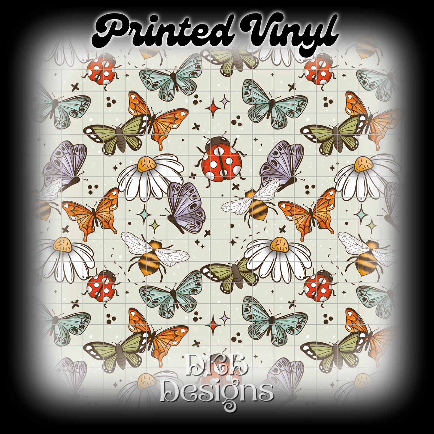Butterflies bees ladybugs light Printed Vinyl