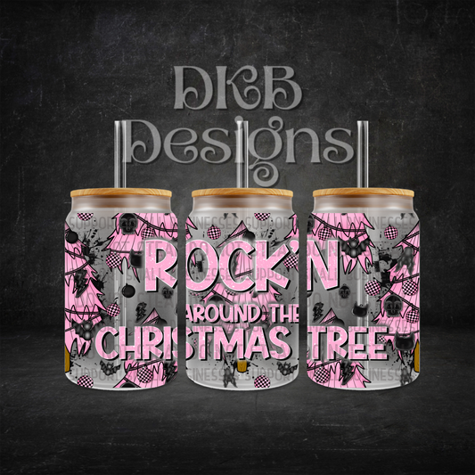 Rock’n around 16oz glass can UV DTF