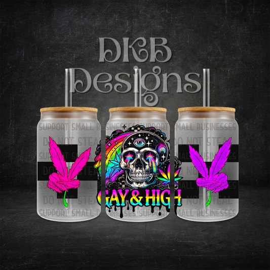 Gay & high 16oz glass can UV DTF