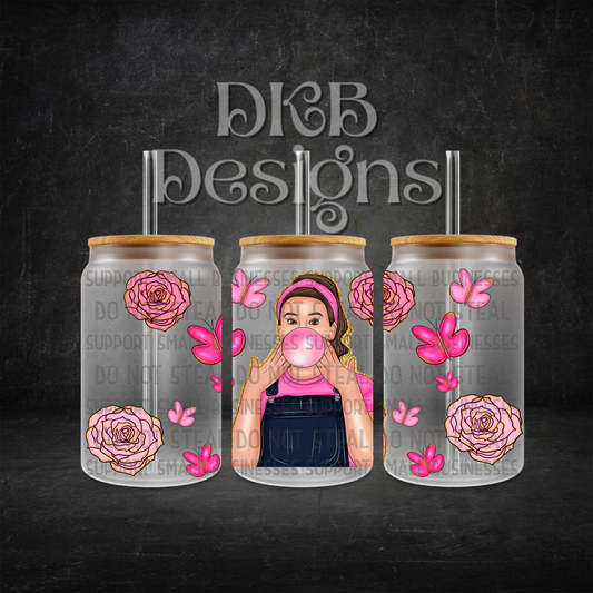 Rachel 16oz glass can UV DTF