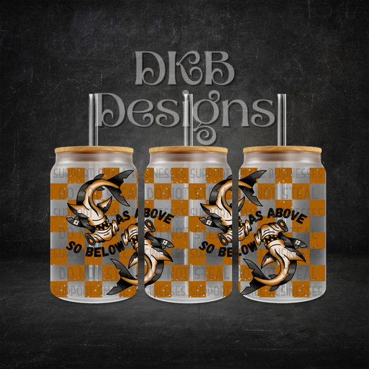 As above so below 16oz glass can UV DTF