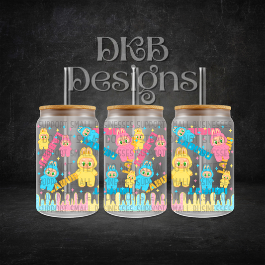 Monsters 16oz glass can UV DTF