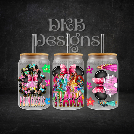 Tiara squad 16oz glass can UV DTF