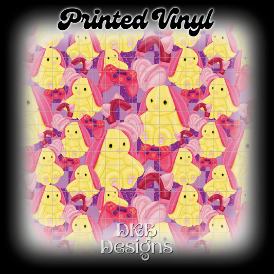 Cozy gamer bunny Printed Vinyl