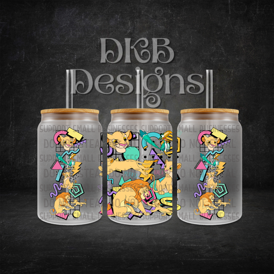 Retro 16oz glass can UV DTF